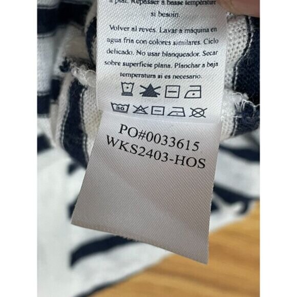 Faherty Oceanside Women's M Blue T-Shirt Linen Striped Oversized Drop Shoulder - Picture 5 of 8